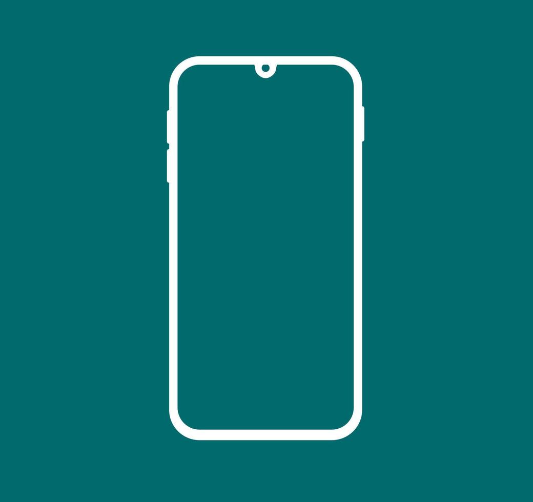 Illustration Smartphone Teardrop White Minimal Device Mockup Isolated Touchscreen Modern Blank Display Technology Gadget Concept Office App Flat Icon Wireless Cellphone Presentation Template vector