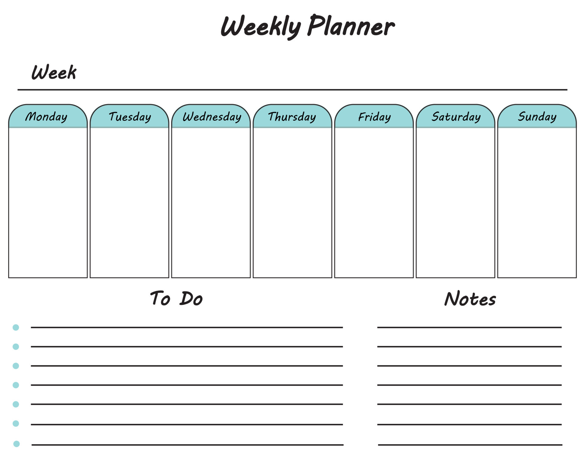 Weekly Planner Template To Do List And Notes Blank White Graphic Office  Business Organizer Schedule 8015702 Vector Art at Vecteezy