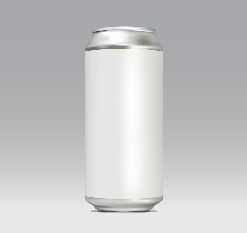 realista 3d puede maqueta ilustración malla plata plantilla para bebida refresco bebida fría cerveza jugo líquido metálico aluminio marca identidad embalaje marca producto escaparate vector