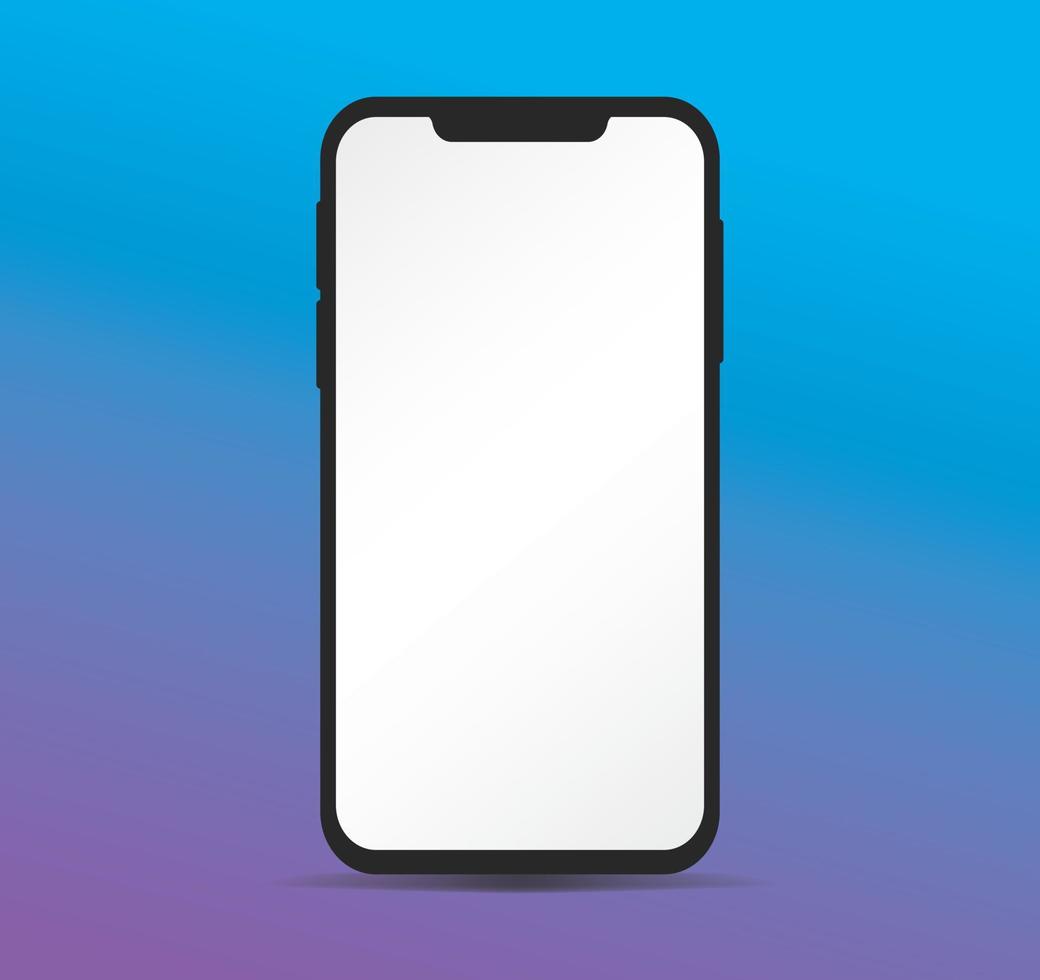 Illustration Notch Smartphone Device Mockup Isolated Touchscreen Modern Blank Display Screen Technology Equipment Concept UI Business Office Electronic Presentation Minimalistic Cellphone vector