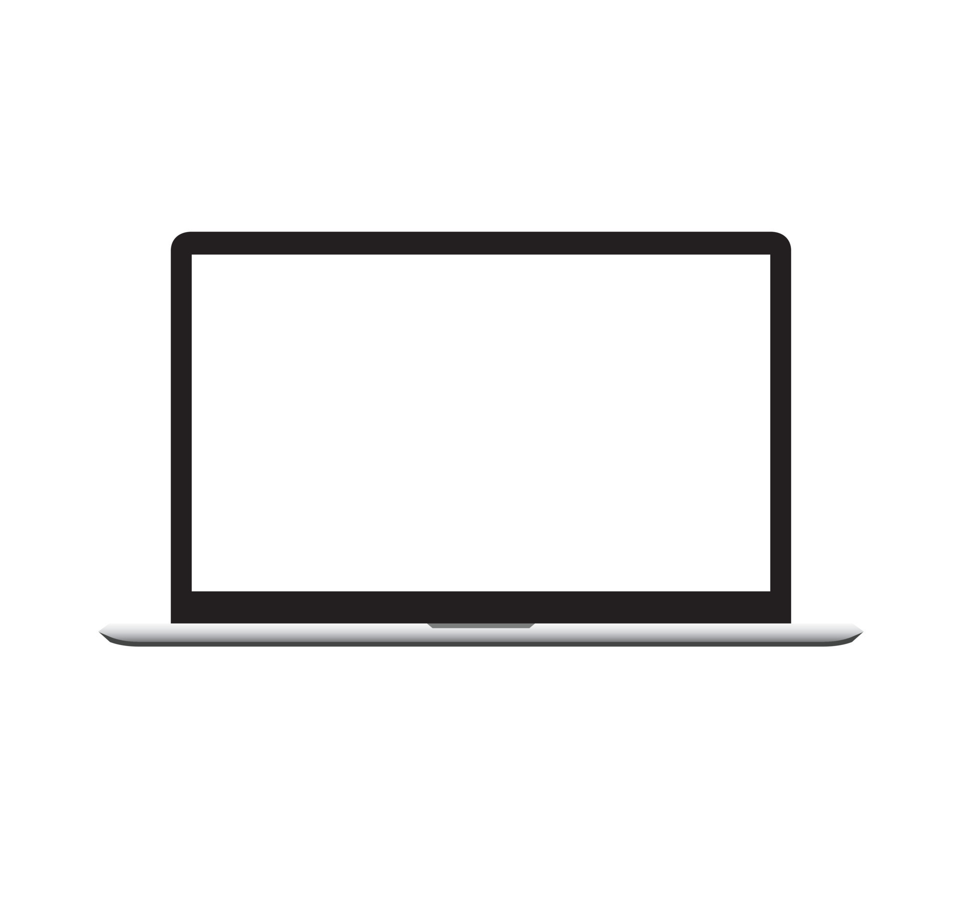 Realistic Minimal Silver Laptop Illustration Blank Screen Modern