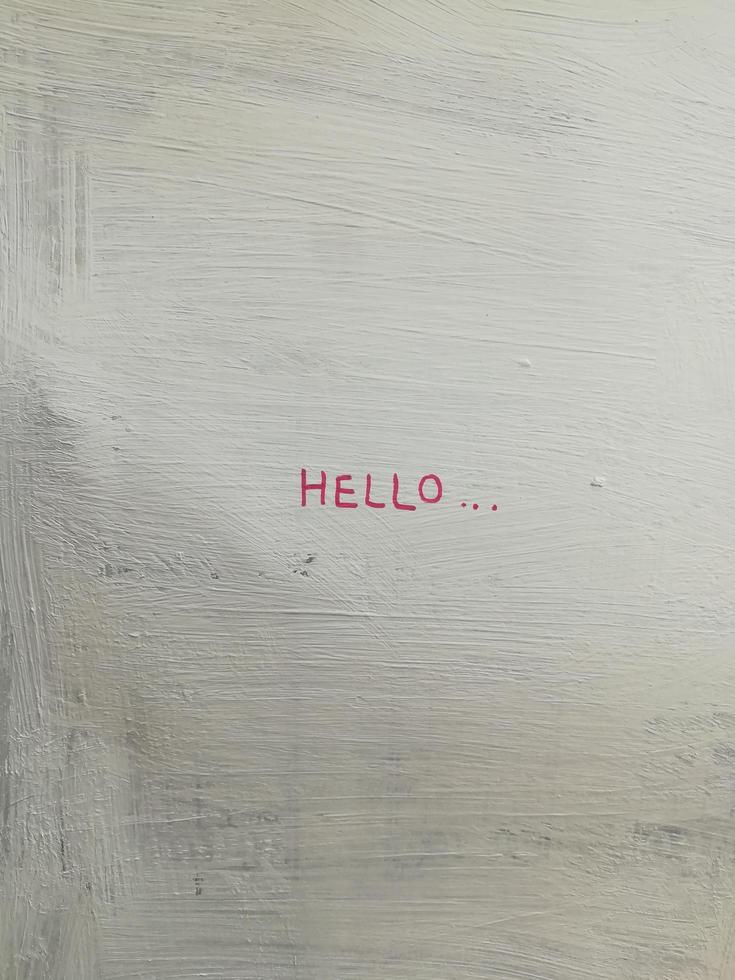 Hello word handwriting on white background photo