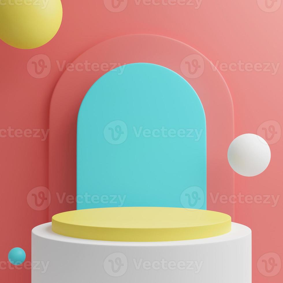 Minimal 3d pastel color stand podium for products showcase photo