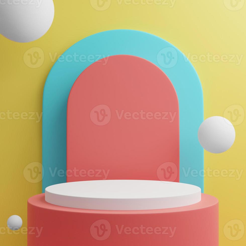 Minimal 3d pastel color stand podium for products showcase photo