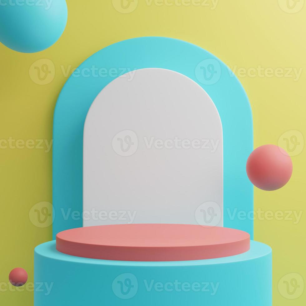 Minimal 3d pastel color stand podium for products showcase photo