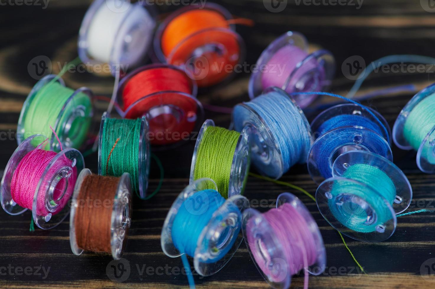 macro of colored cotton thread photo