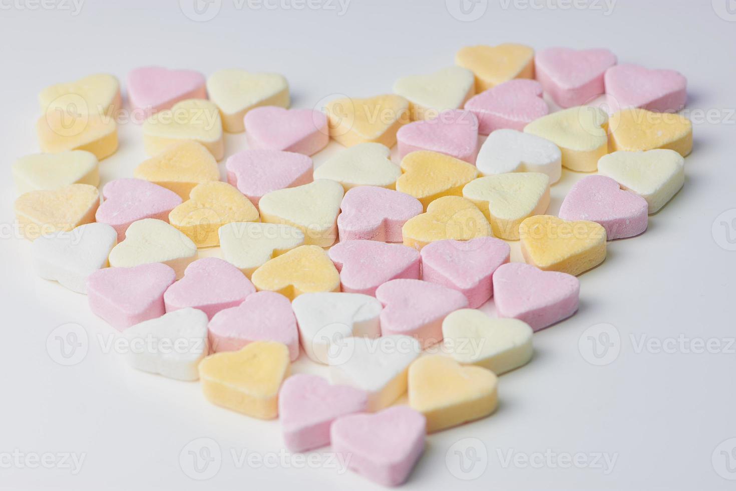 candy hearts in pastel color, heart shape photo
