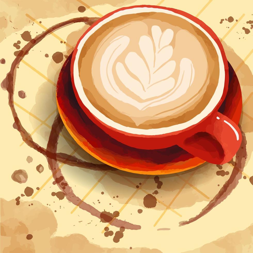 taza de café con arte latte vector