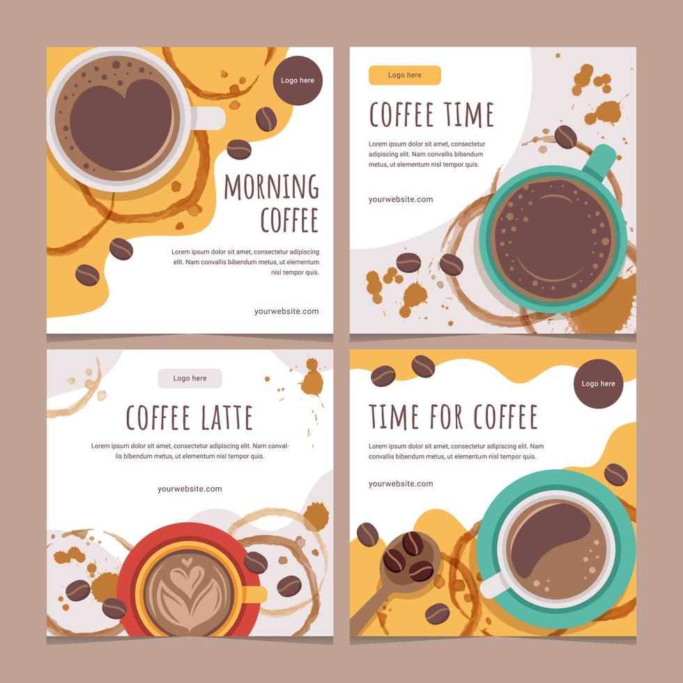 plantilla de publicación de instagram de tazas de café vector