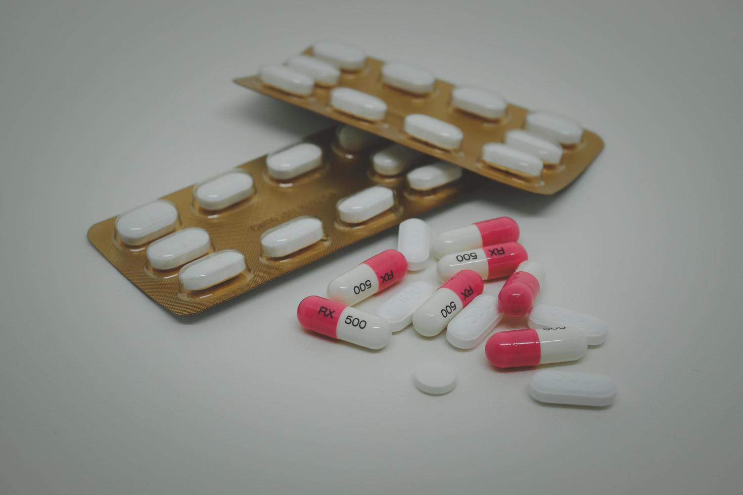 Variety of medicines and drugs. Medicine and drug concept. photo