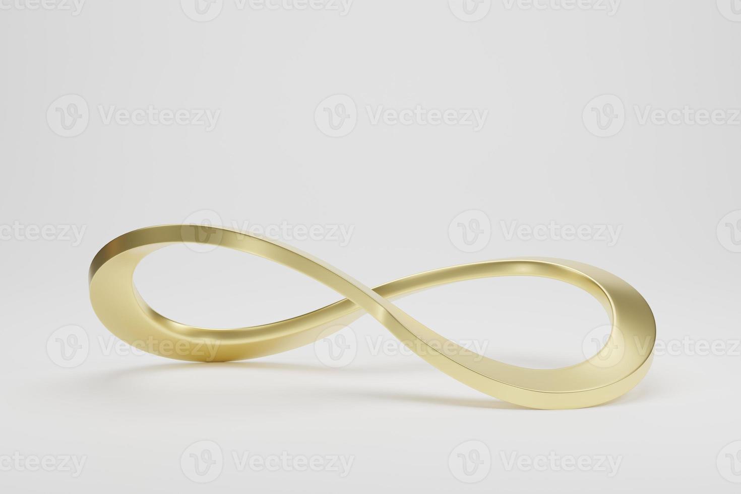 Symbol infinity golden on white background. 3d rendering, 3d illustration photo