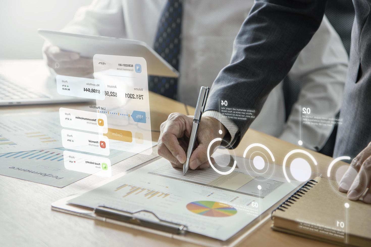 Futuristic business investment and augmented reaility photo