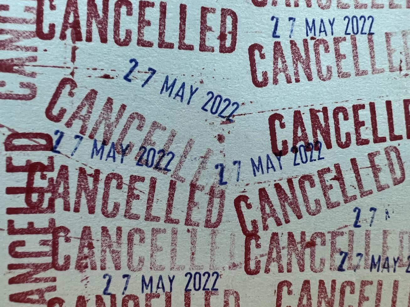 foto de primer plano para sello cancelado y fechas editables, día, mes