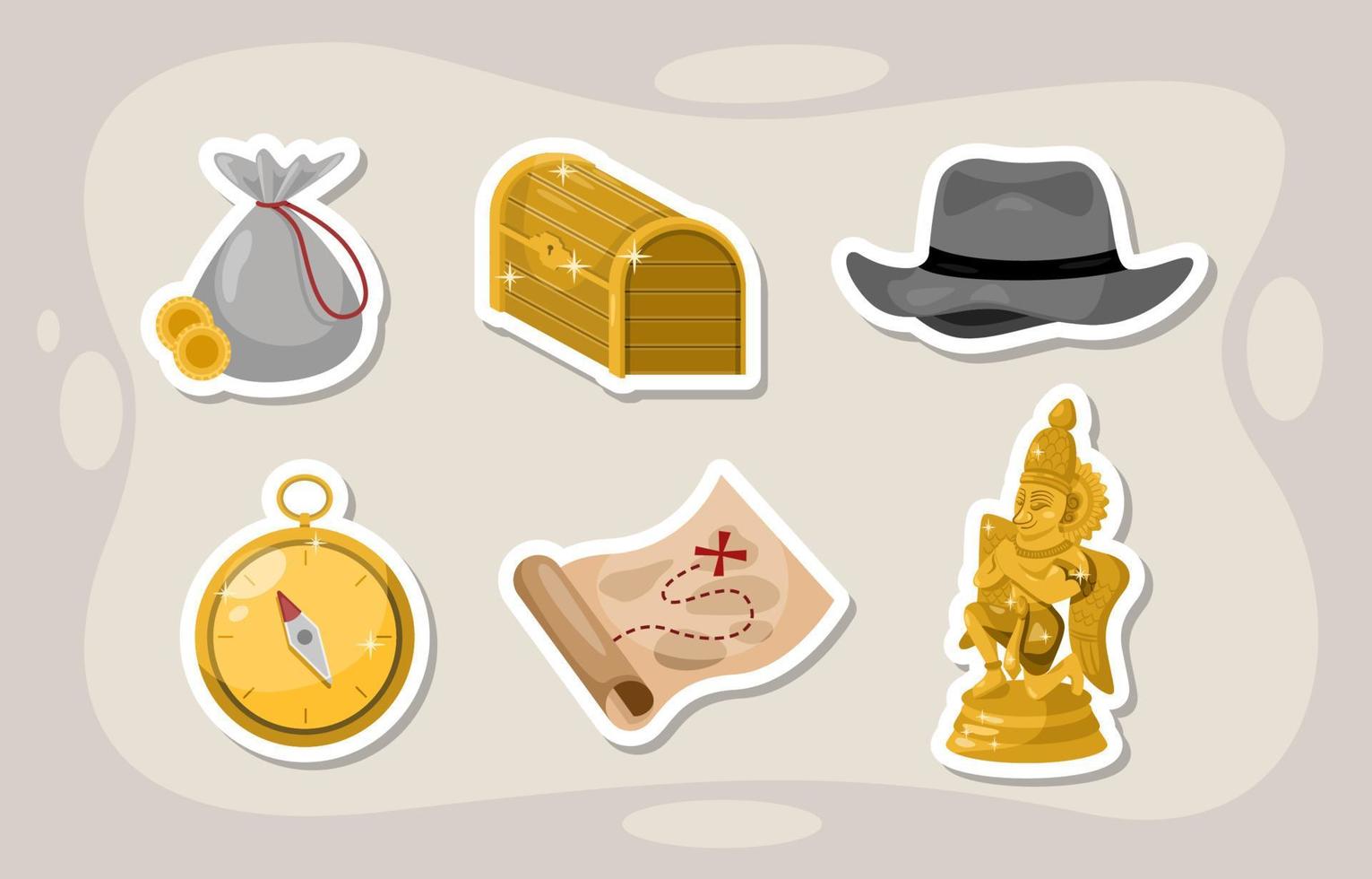 Treasure Hunter Sticker Collection vector