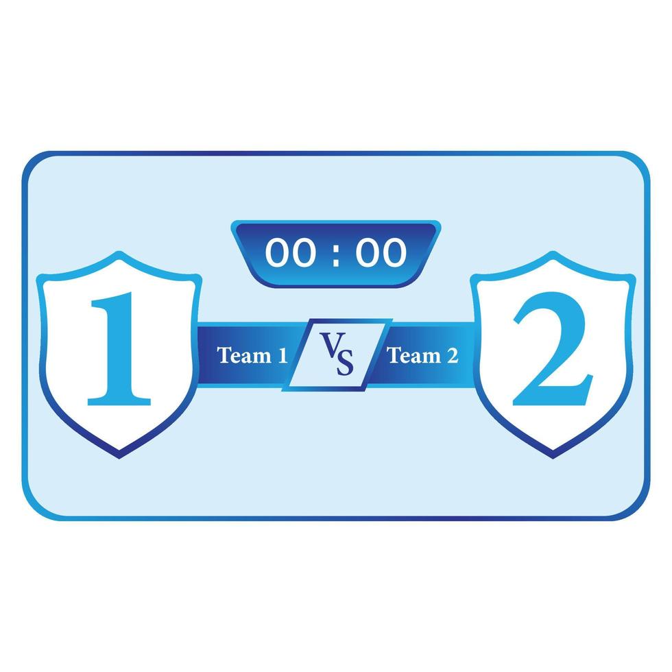 Sports match scoreboard vector illustration. A blue colour scoreboard on a white background. Sports team logo space with the scoreboard.