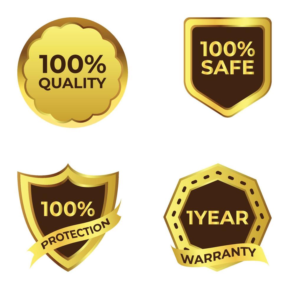 Luxurious shield badge collection with golden color ribbon, Dark and golden color shade with ribbon, Special gold badge collection. vector