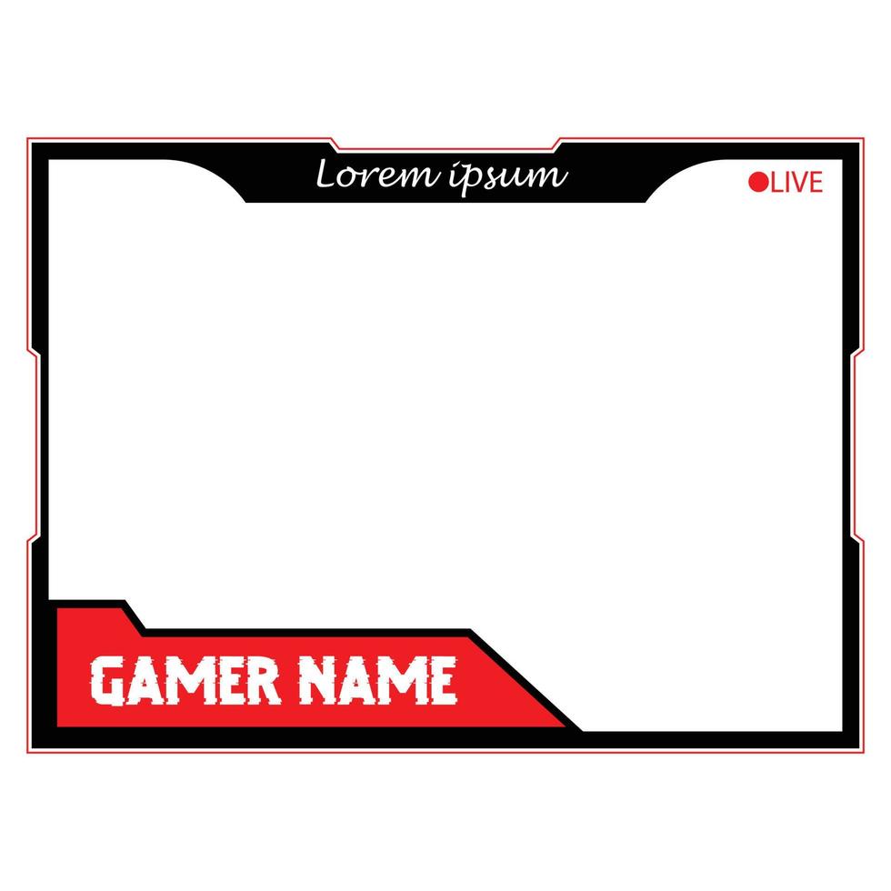 Live streaming overlay with metallic red and dark black color shade. Stylish live streaming overlay frame. Screen overlay for live game streamers. Red and dark black color overlay frame. vector