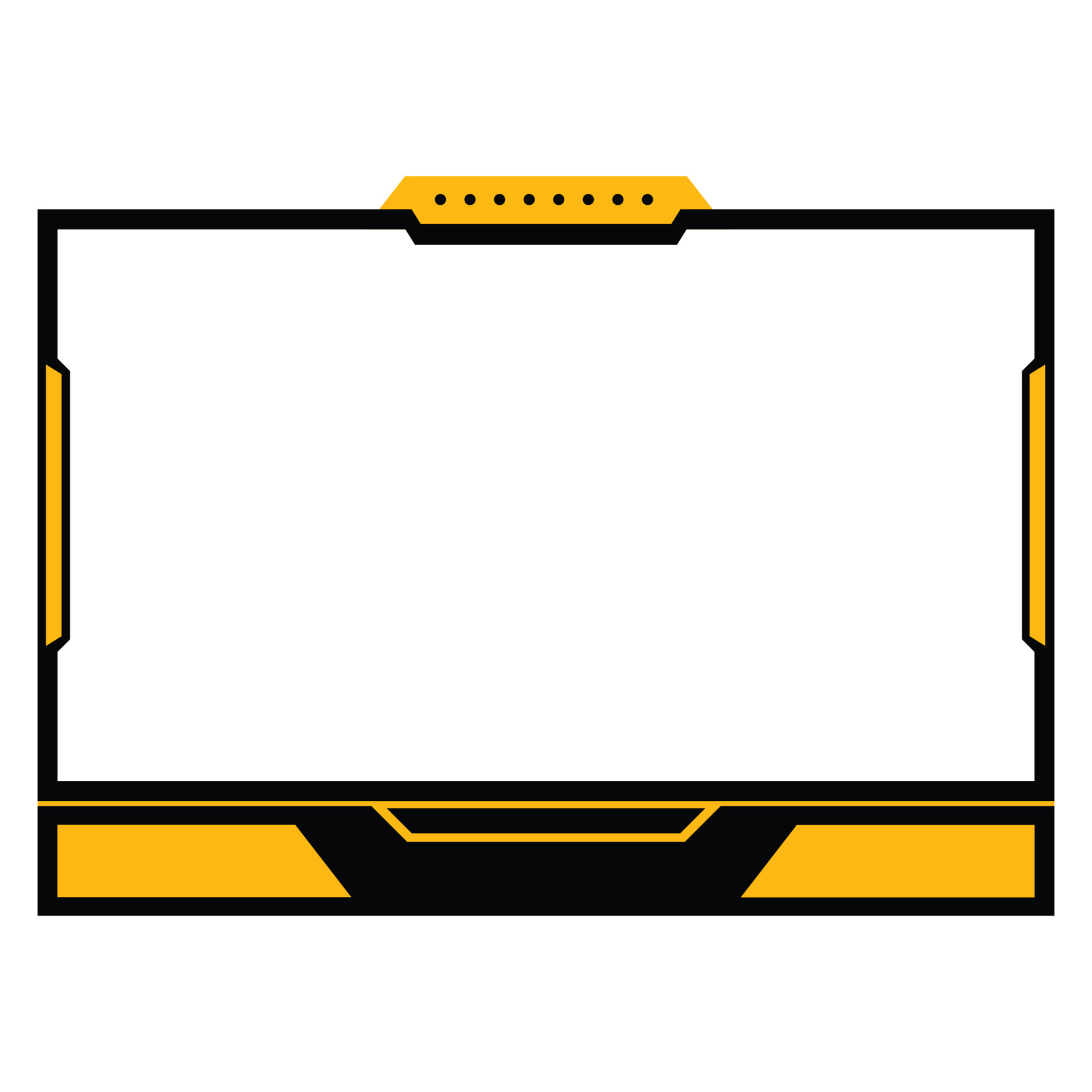 Live streaming overlay frame. Game screen overlay for live game streamers. Stylish dark black and rusty yellow color overlay frame