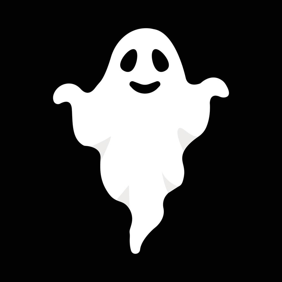 Halloween cute little white ghost design on a black background. Ghost ...