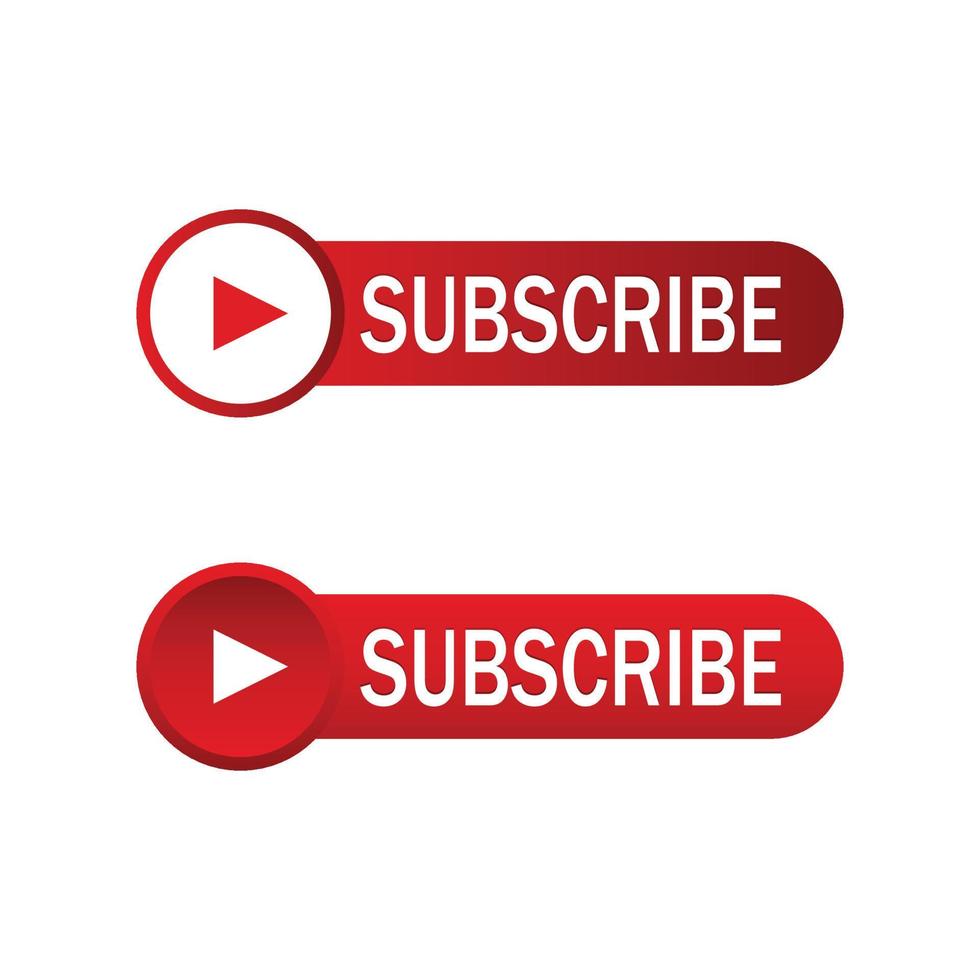 Subscribe button inside a round shape. Red subscribe button and text effect on a white background. Subscribe pictogram vector illustration for business concepts.