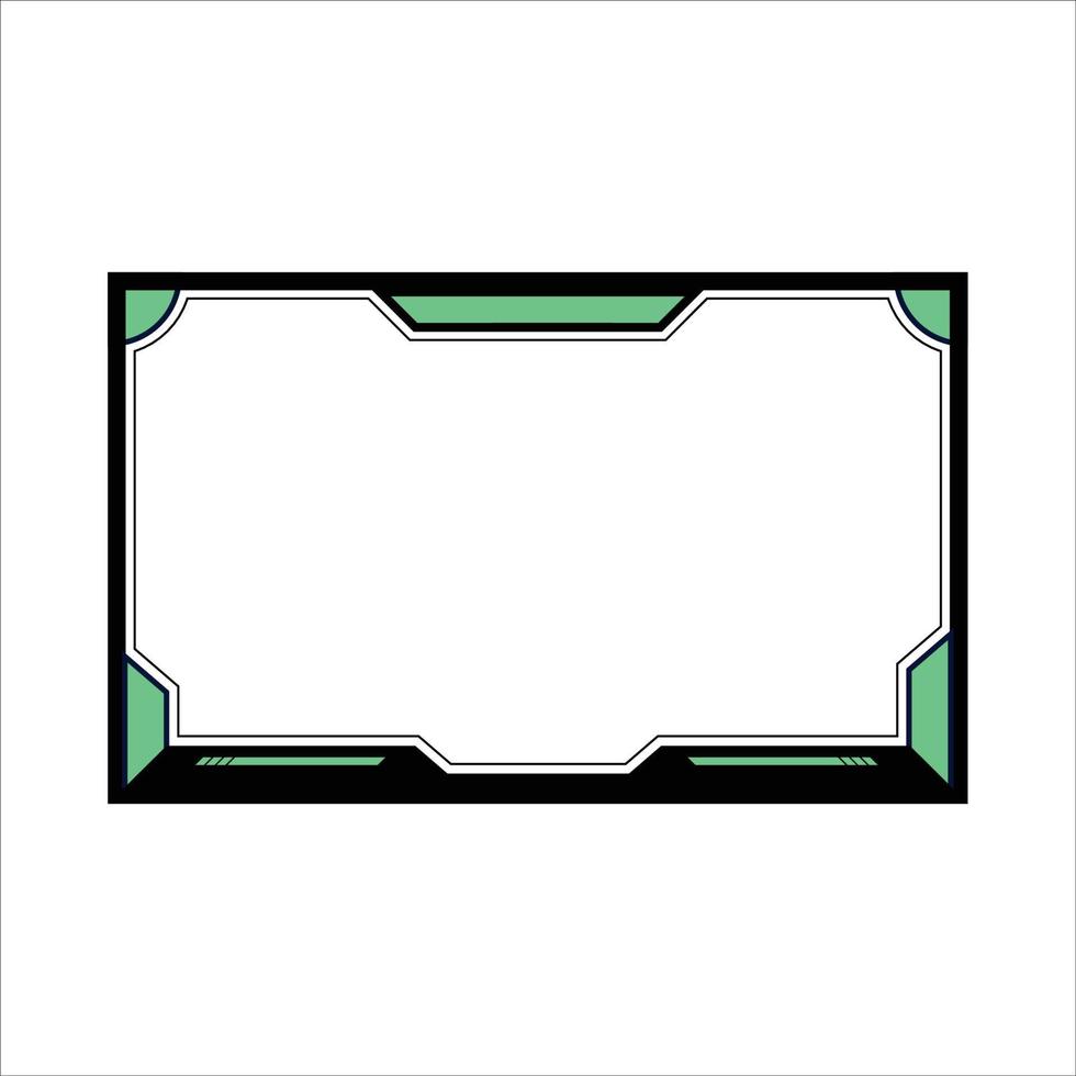 Gaming overlay for live streamers vector design element. Gaming frame overlay design with dark green and black color shade. Stylish overlay for live streamers vector illustration.