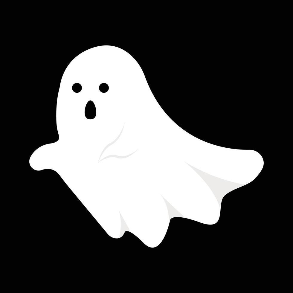 Halloween cute round white ghost design on a black background. Ghost ...