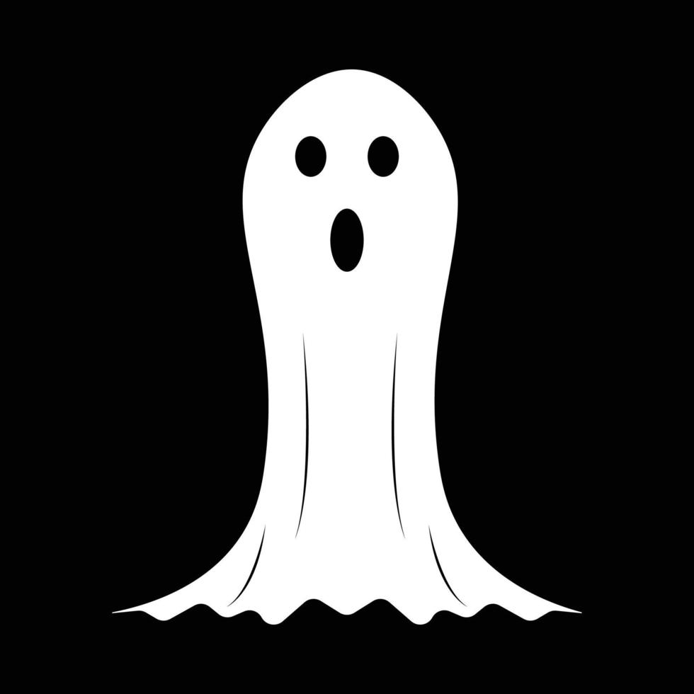 diseño fantasma blanco de halloween sobre un fondo negro. fantasma con diseño de forma abstracta. ilustración de vector de elemento de fiesta fantasma blanco de halloween. vector fantasma aterrador con una cara aterradora.