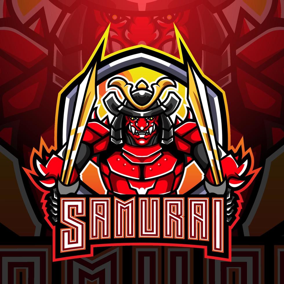 Samurai warrior esport mascot logo design vector