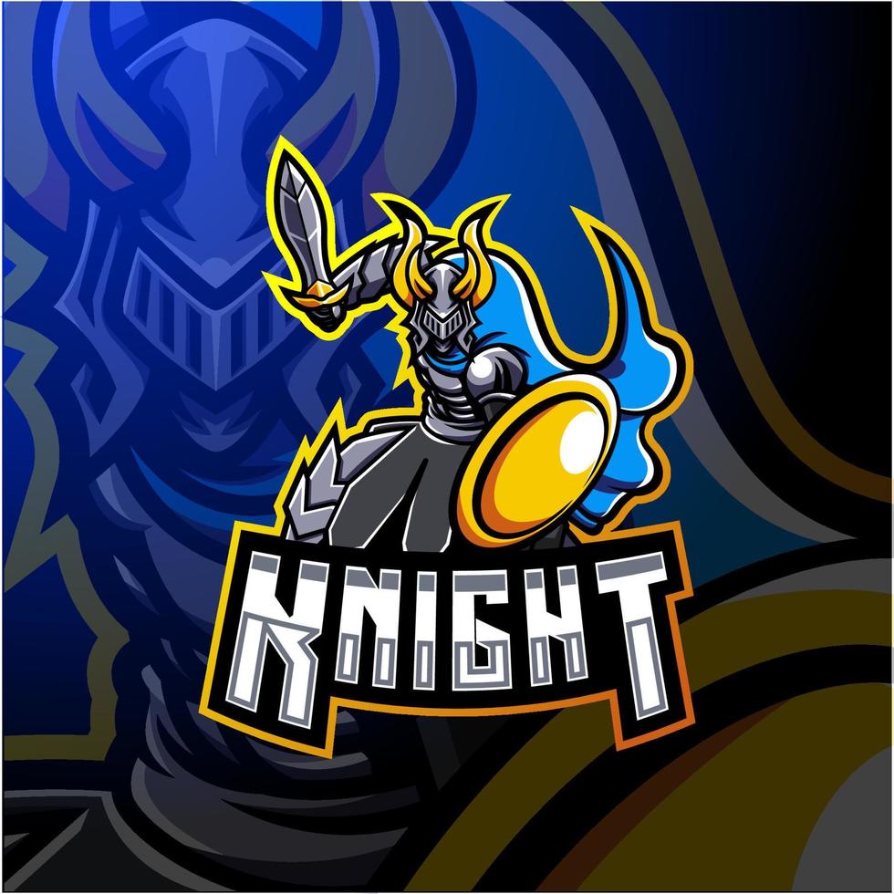 diseño de logotipo de mascota knight esport vector