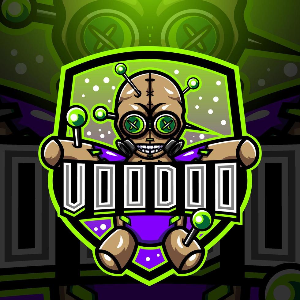 diseño de logotipo de mascota voodoo esport vector