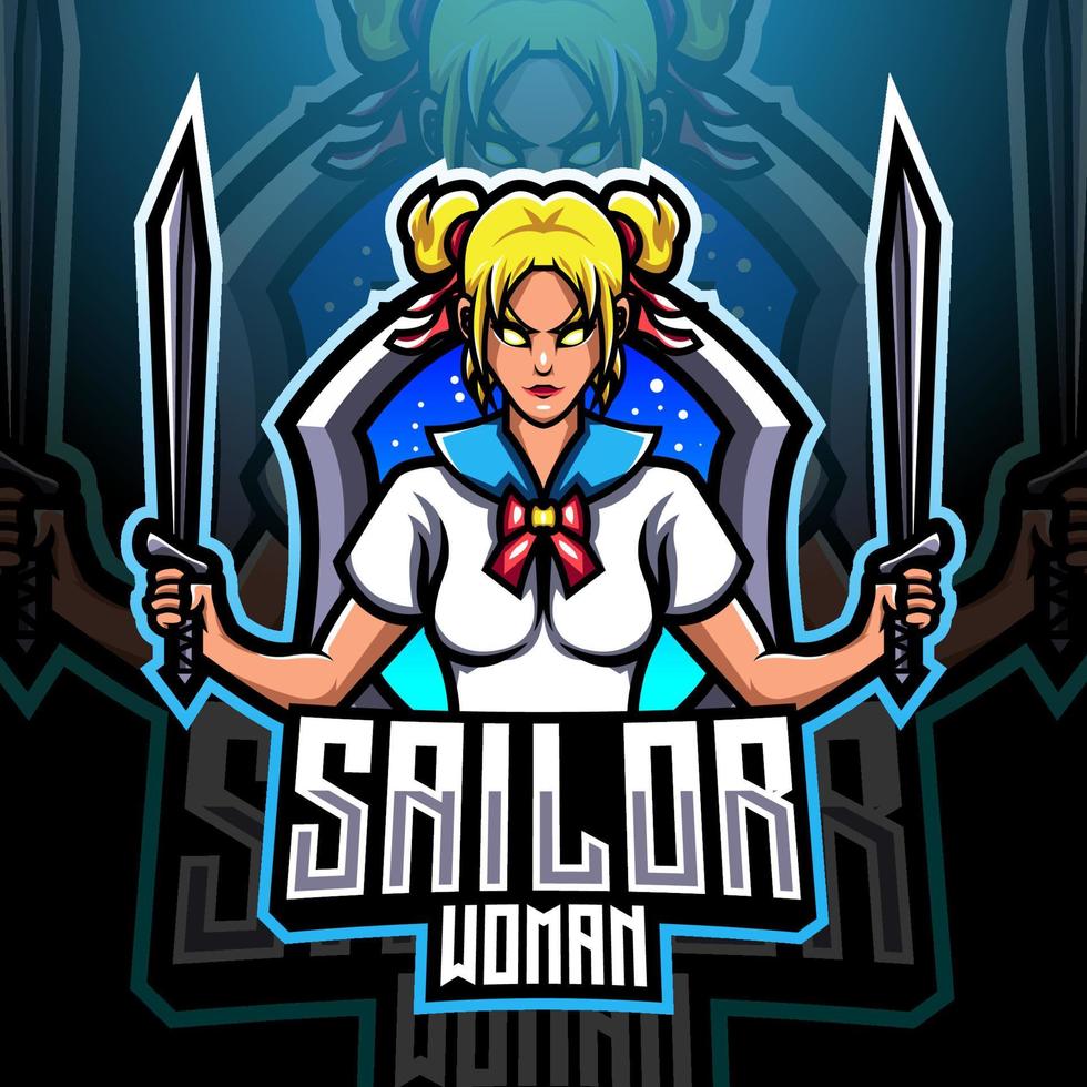 logotipo de mascota de esport de mujer marinera vector