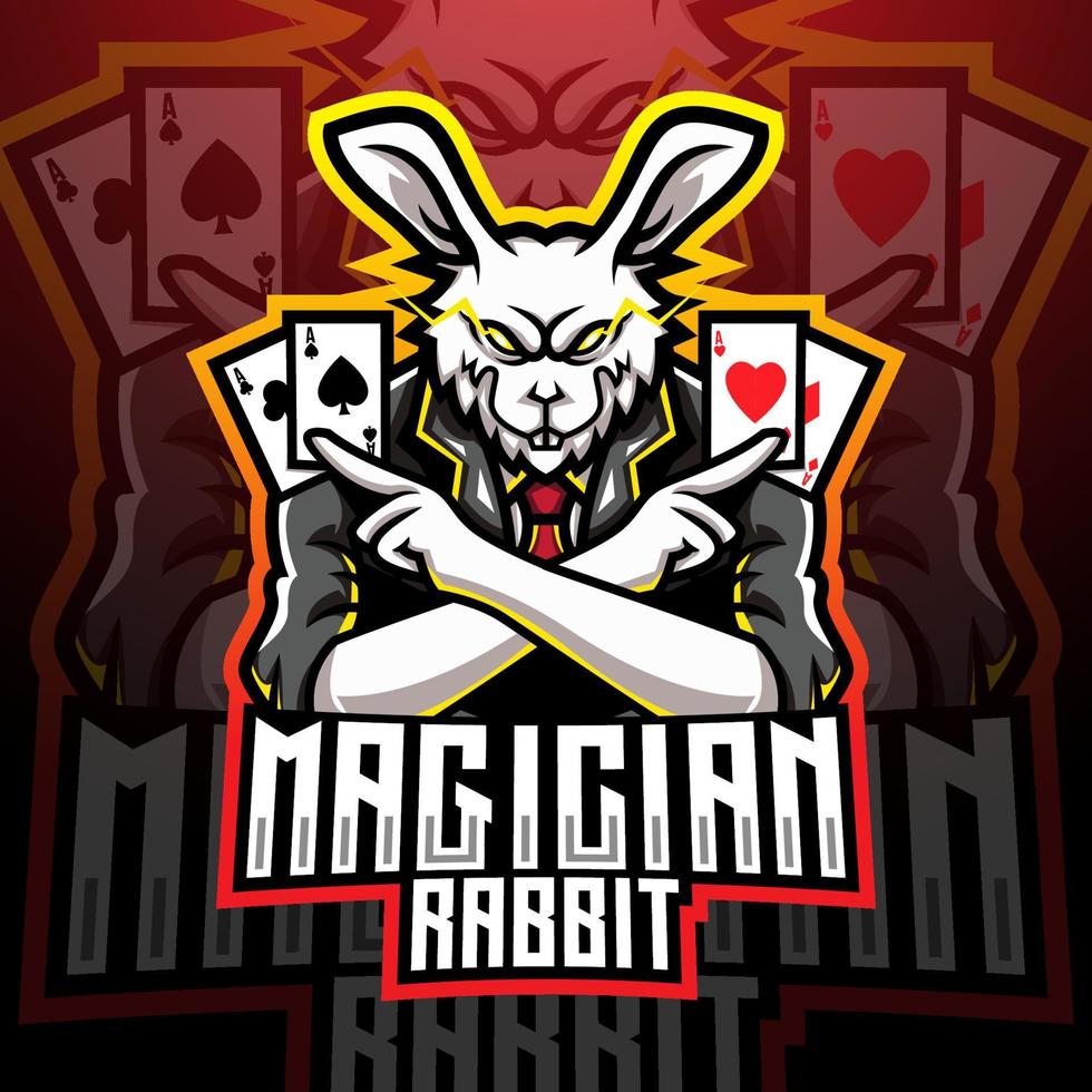 diseño de logotipo de mascota de esport de conejo mago vector