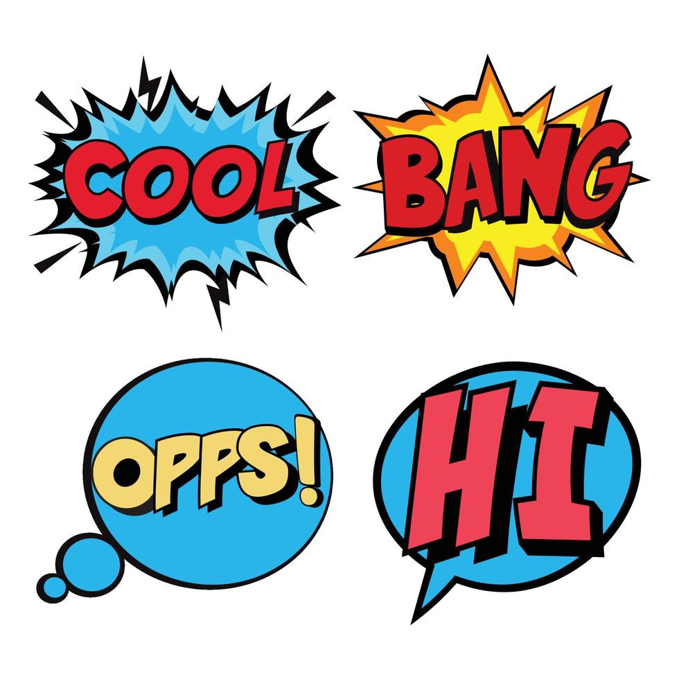 Cool Comic burst vector illustration design with red, blue and yellow color text effect and shade, multicolor modern text effect of comic burst with stylish design.