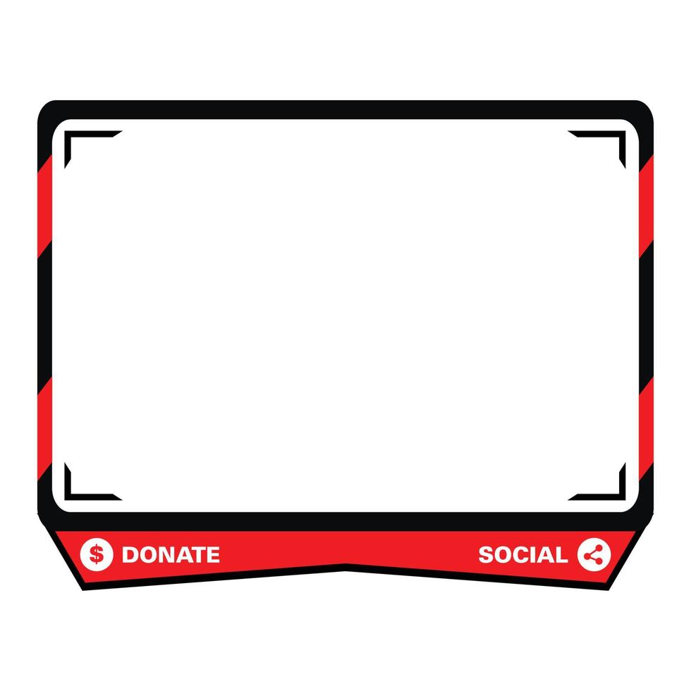 Stylish live game streaming overlay with light red color shade. Stylish live streaming overlay frame. Screen overlay for live streamers. Red and black color overlay frame with donation buttons. vector