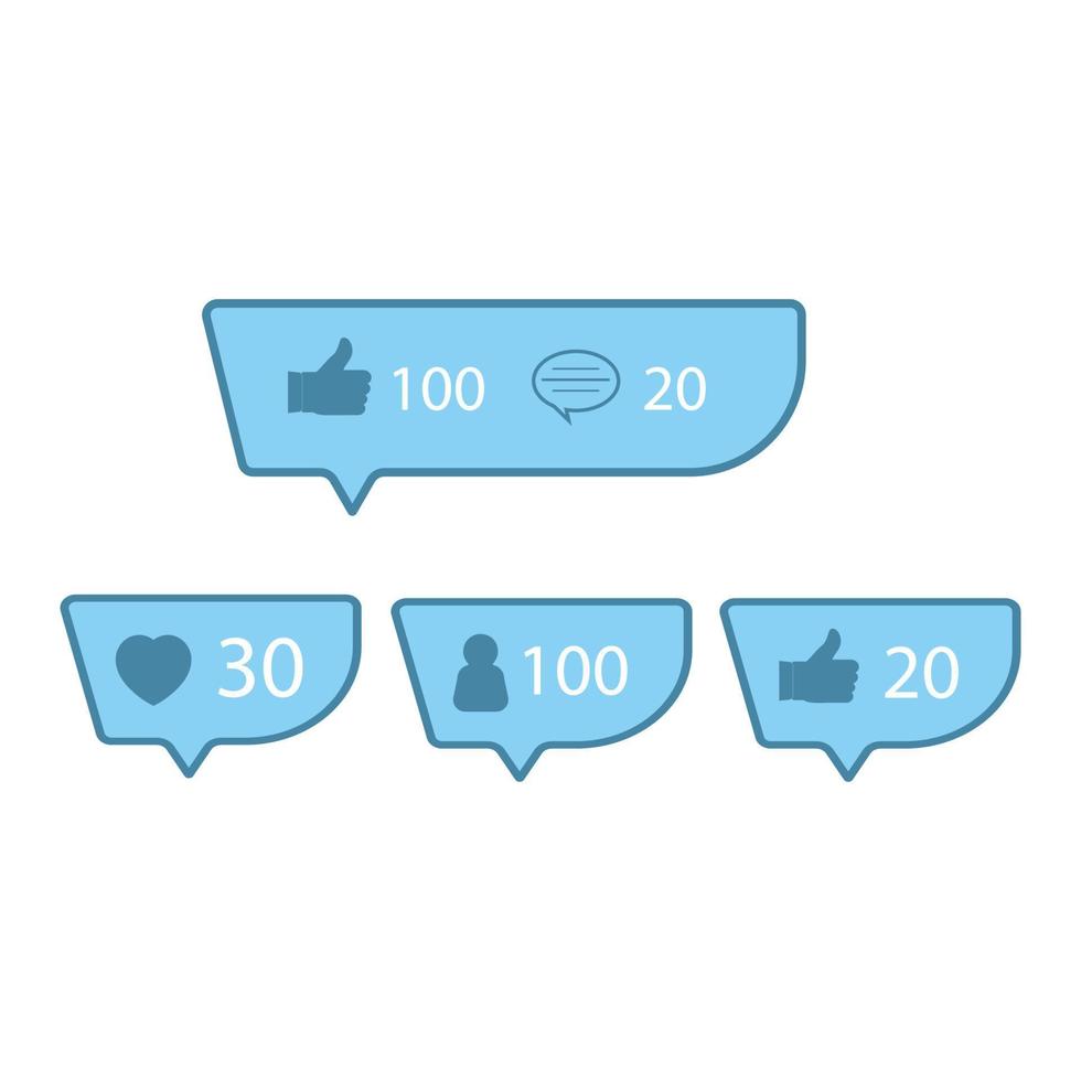 Social media like, follow and love button collection. Blue color social media button floater design collection. Stylish counter for social media like, love and follower design. vector