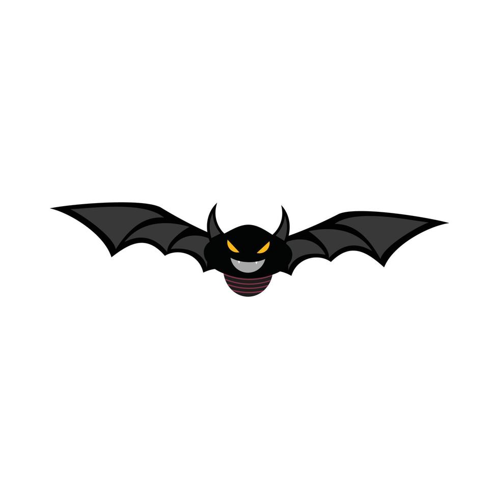 Halloween devil black bat design vector illustration. Black bat design with yellow and wood color shade. Halloween party elements design with a black scary evil bat.