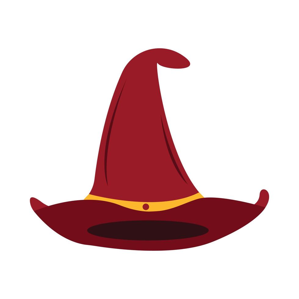 Halloween magician hat vector design on a white background. Witch hat design for Halloween event with maroon color. Witch Halloween costume element.