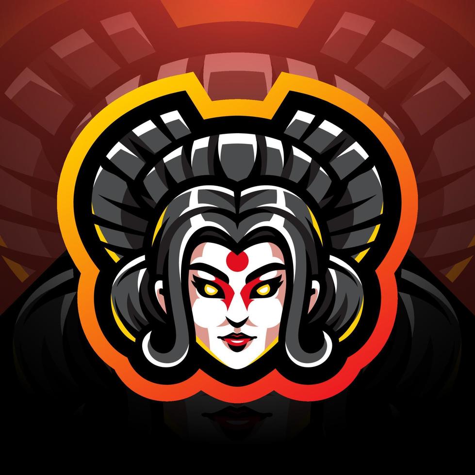 Geisha head esport mascot logo design vector