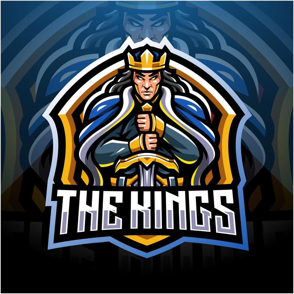 el diseño del logotipo de la mascota king esport vector