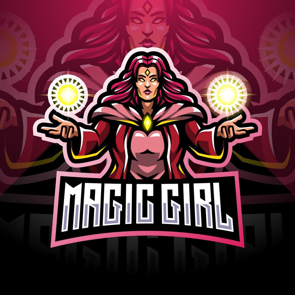 diseño de logotipo de mascota de esport de chicas mágicas vector