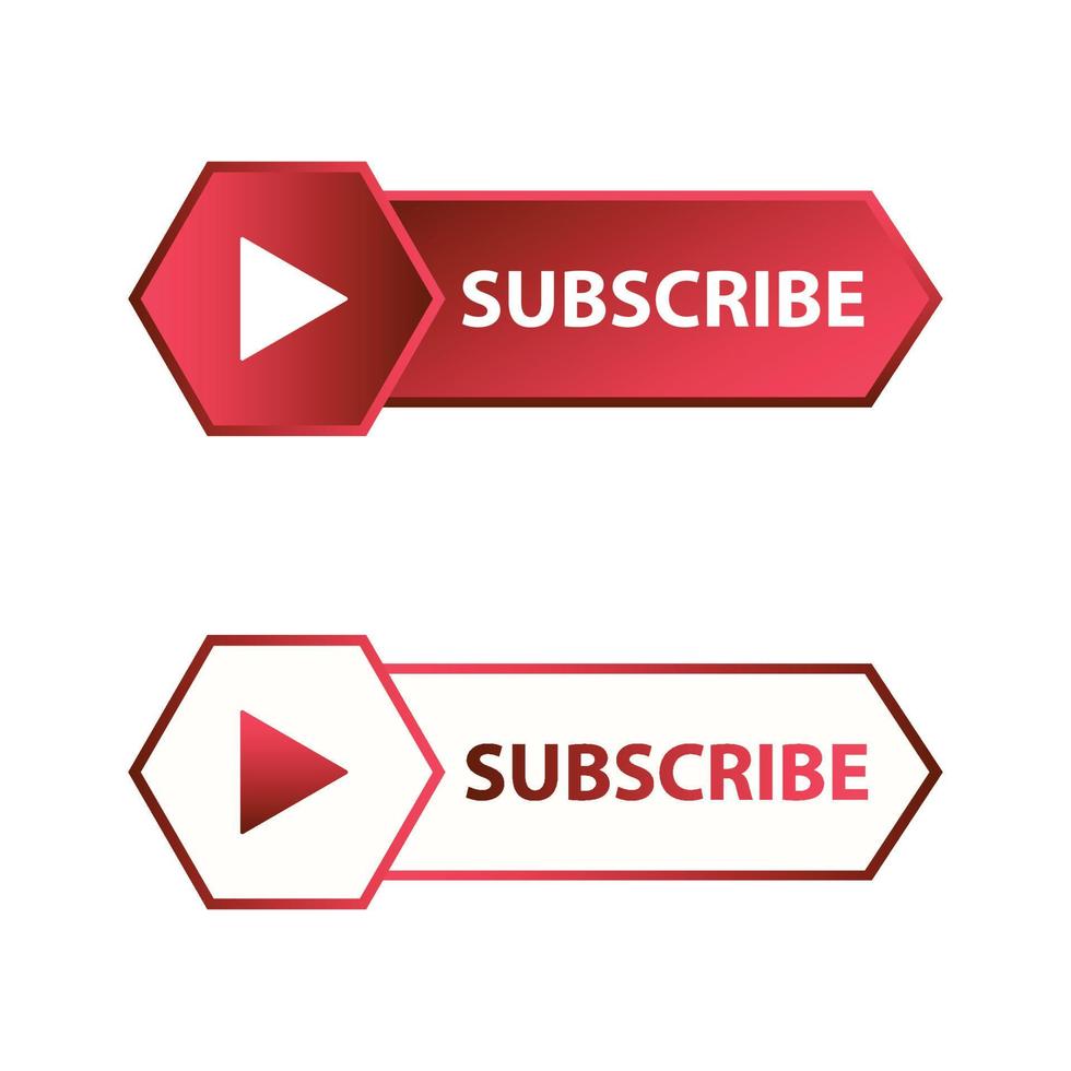 Red subscribe button in flat style vector illustration. Stylish metallic subscribe button with red and white color shade, and white background vector illustration.