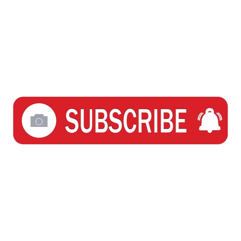 Channel logo space and subscribe button inside rectangle shape. Red subscribe button and text effect with bell icon on a white background vector for business concept or subscribe pictogram.