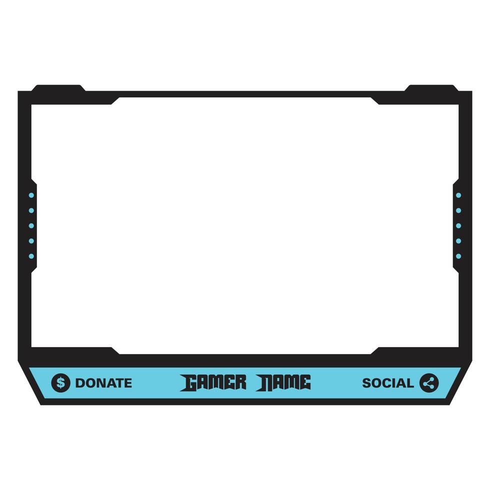 Live game streaming overlay with cyan and black color. Stylish live streaming overlay frame. Screen overlay for live streamers. Light blue and black color overlay frame. vector