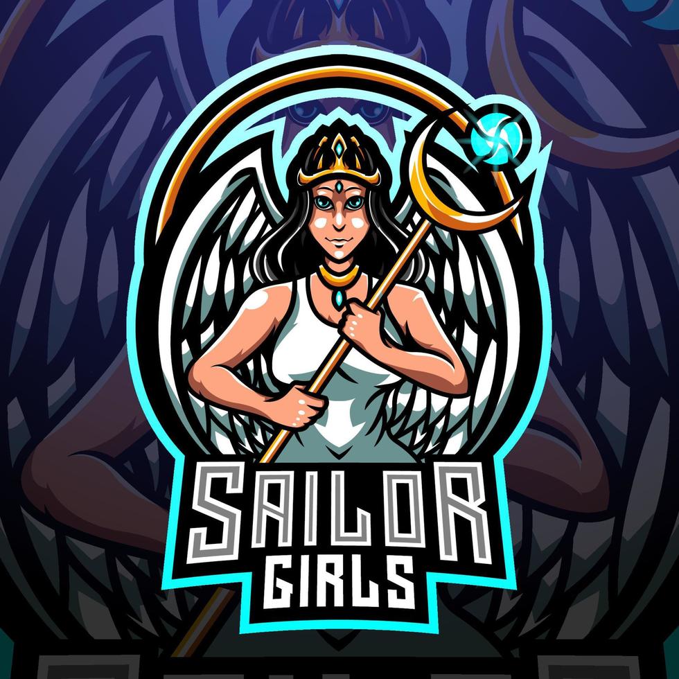 logo de la mascota de sailor girls esport vector