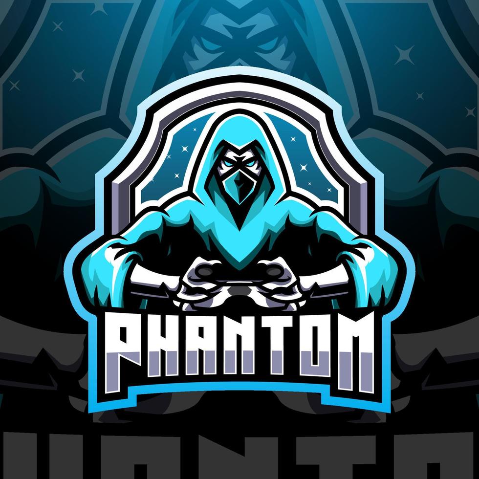 diseño de logotipo de mascota fantasma esport vector