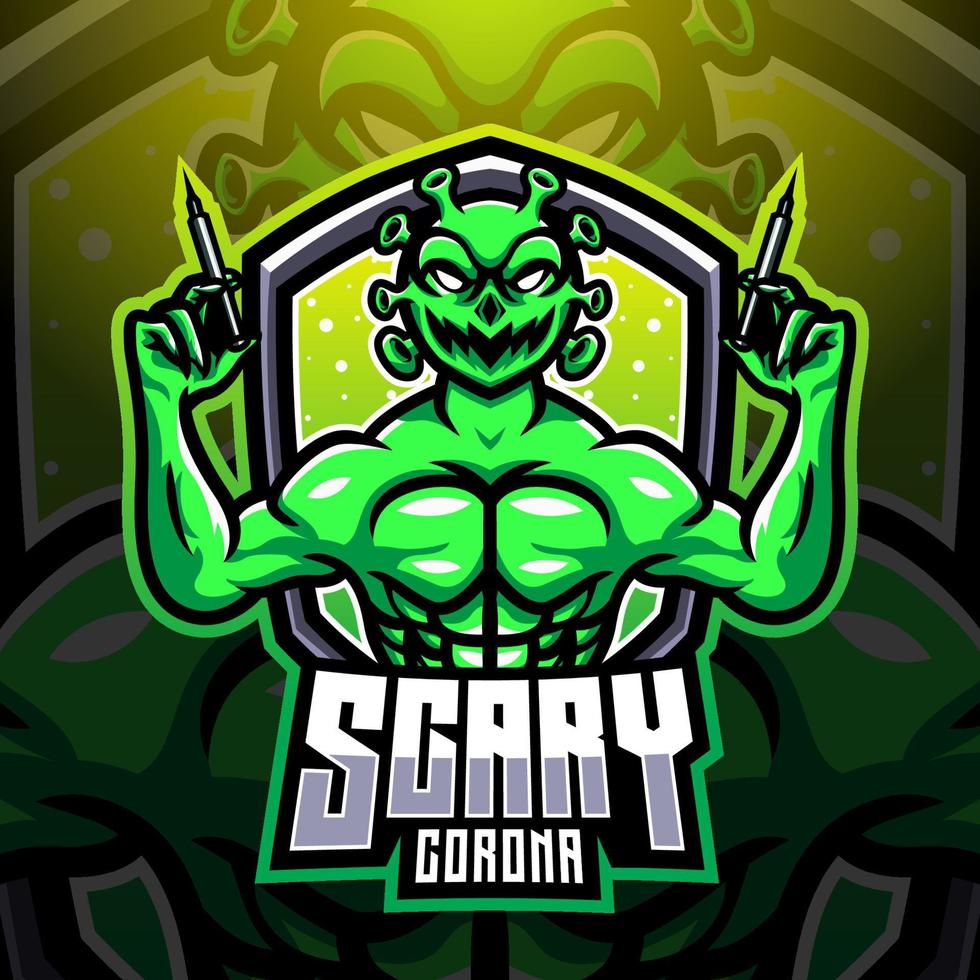 Scary corona esport mascot logo design vector