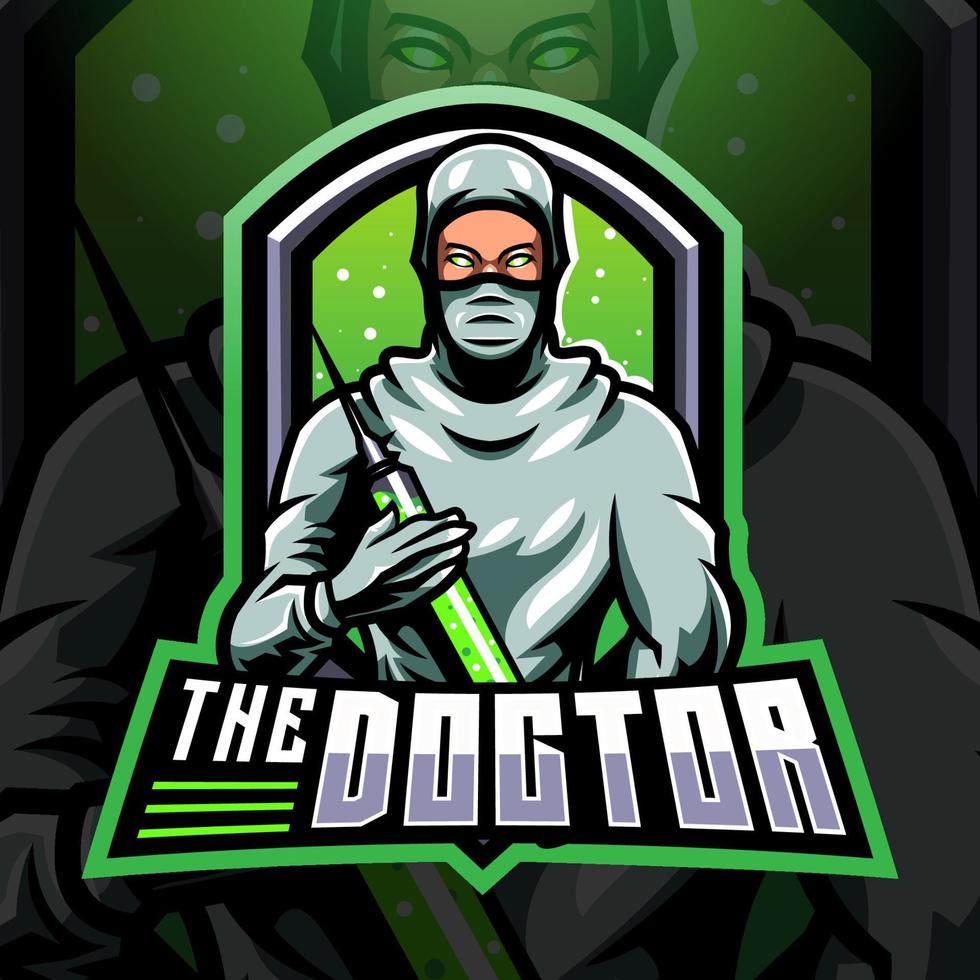 el logotipo de la mascota del doctor esport vector