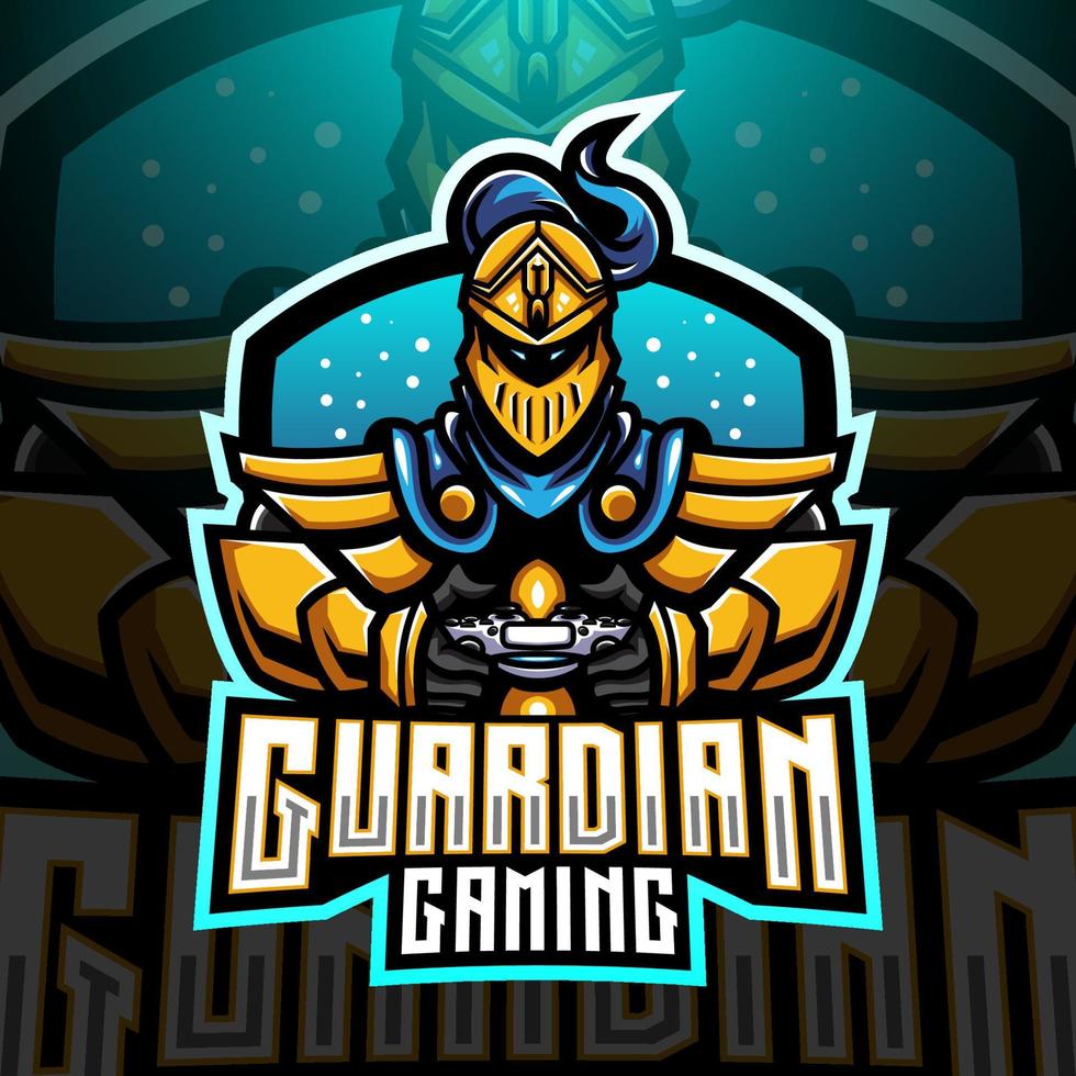 diseño de logotipo de mascota de esports de juego guardián vector