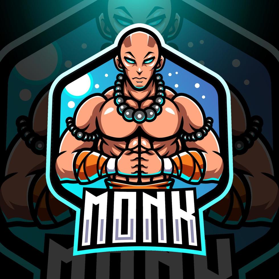 diseño de logotipo de mascota de monje esport vector