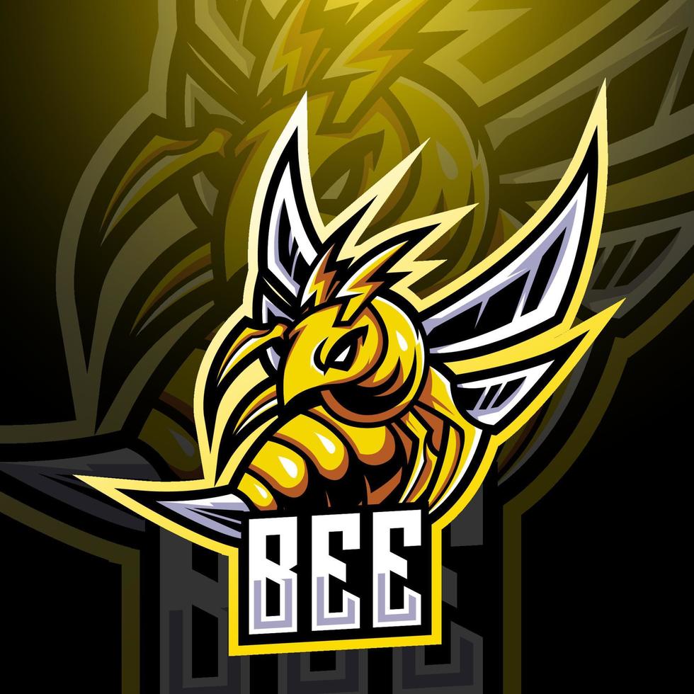 Bee esport mascot logo design vector